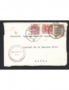 Carta España Guerra Civil franqueo con timbres móviles II República Zona Republicana - Guerra Civil Española.