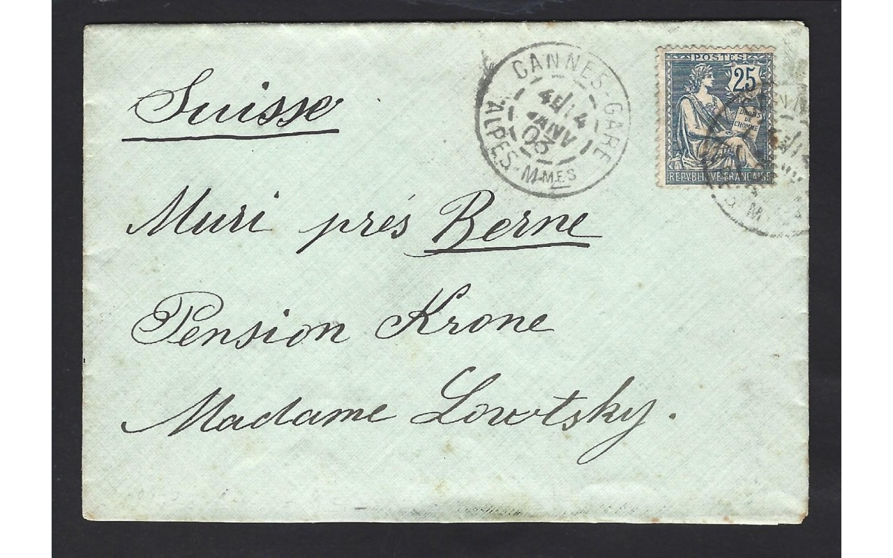 Carta de Francia Cannes Francia - 1900 a 1930.