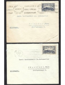 Dos cartas de Francia matasellos de rodillo Francia - 1931 a 1950.