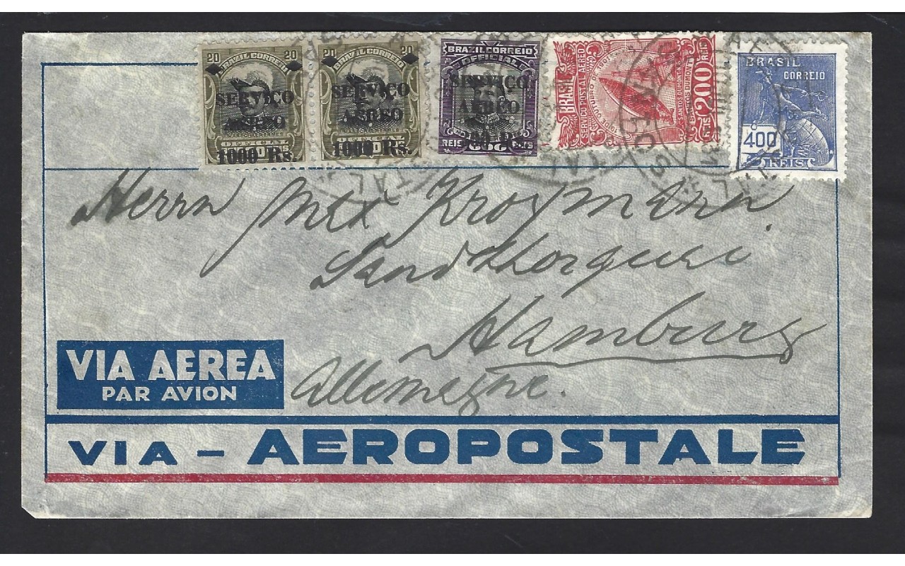 Carta aérea Brasil Aeropostale Otros Mundial - 1931 a 1950.