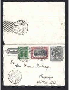 Tarjeta carta entero postal Chile Otros Mundial - 1900 a 1930.