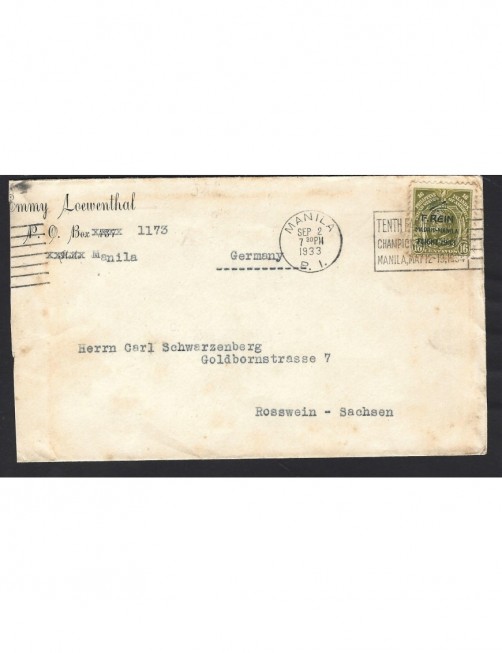 Carta Filipinas sello vuelo Madrid - Manila Colonias y posesiones - 1931 a 1950. Carta Filipinas sello vuelo Madrid - Manila Colonias y posesiones - 1931 a 1950.