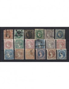 Lote de sellos Cuba Española y Puerto Rico Isabel II Colonias y posesiones - Siglo XIX.