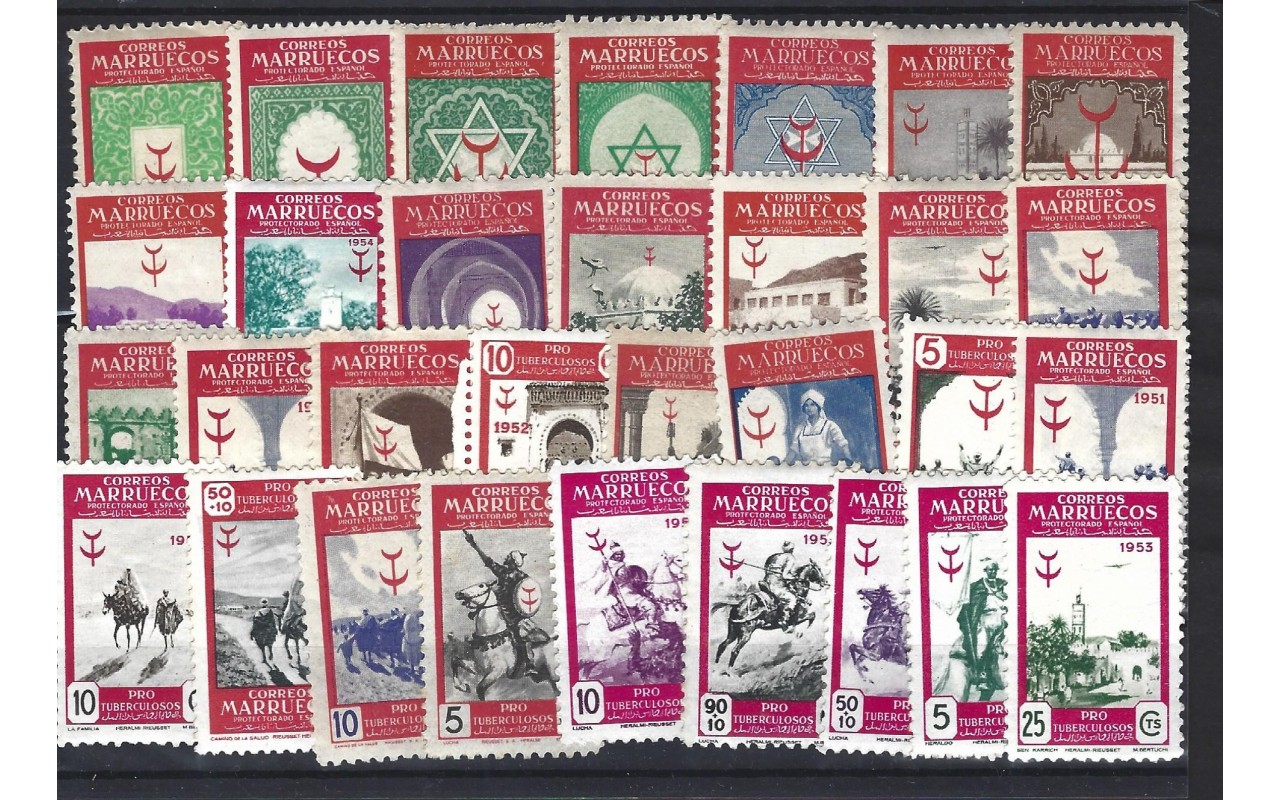 Lote de sellos Marruecos Español pro tuberculosos Colonias y posesiones - Desde 1950.