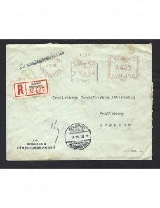 Carta comercial certificada Finlandia franqueo mecánico Otros Europa - 1931 a 1950.