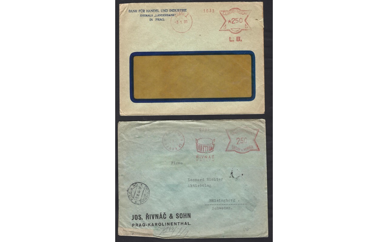 Lote de cartas comerciales Checoslovaquia franqueo mecánico Otros Europa - 1931 a 1950.