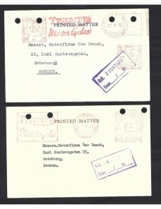 Dos tarjetas comerciales Gran Bretaña franqueo mecánico Gran Bretaña - Desde 1950.