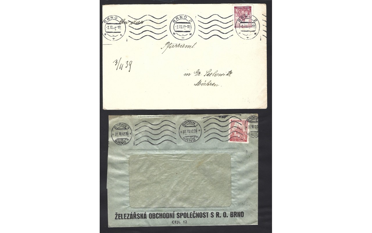 Lote de cartas Bohemia Moravia ocupación Alemania matasellos rodillo Colonias y posesiones - 1931 a 1950.