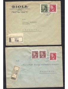 Dos cartas certificadas Bohemia Moravia ocupación Alemania Colonias y posesiones - 1931 a 1950.