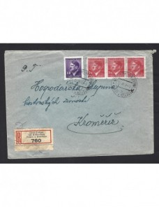 Carta certificada de Bohemia Moravia ocupación Alemania Colonias y posesiones - 1931 a 1950.