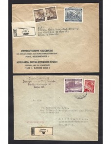 Dos cartas certificadas Bohemia Moravia ocupación Alemania Colonias y posesiones - 1931 a 1950.