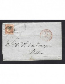 Carta España Isabel II fechador Baeza Barcelona y Bilbao España - Siglo XIX.