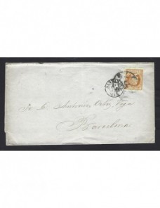Carta España Isabel II Irún matasellos rueda de carreta Santander España - Siglo XIX.