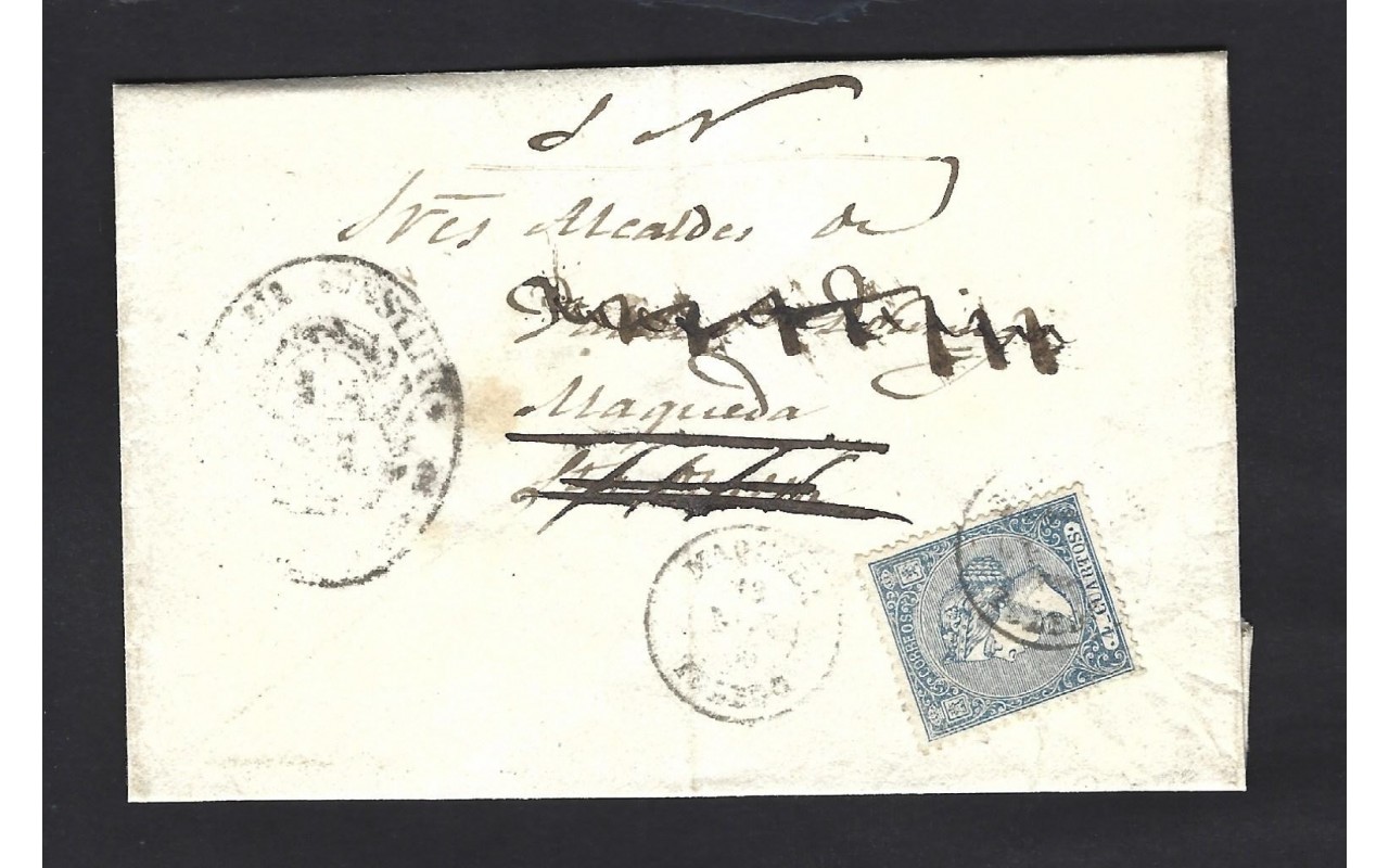 Carta España Isabel II correo oficial Maqueda España - Siglo XIX.