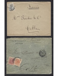 Dos cartas España Alfonso XII destino a Francia España - Siglo XIX.