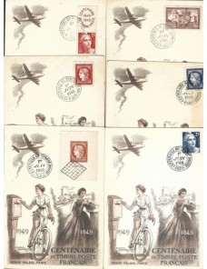 Lote de tarjetas postales Francia Centenario del sello francés Francia - 1931 a 1950.
