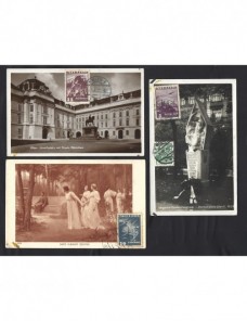 Lote de tres tarjetas postales ilustradas Austria franqueos aéreos Otros Europa - 1931 a 1950.