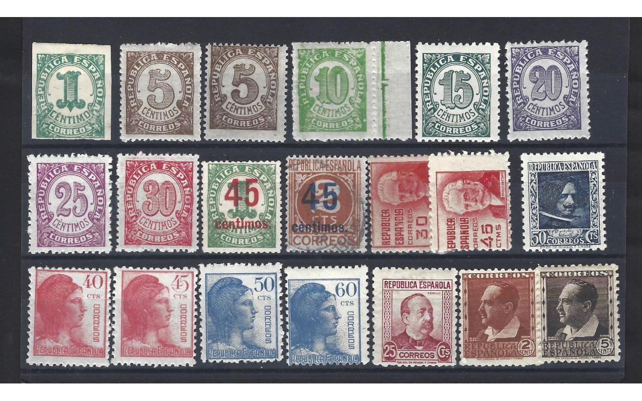Lote de sellos España II República series básicas España - 1931 a 1950.