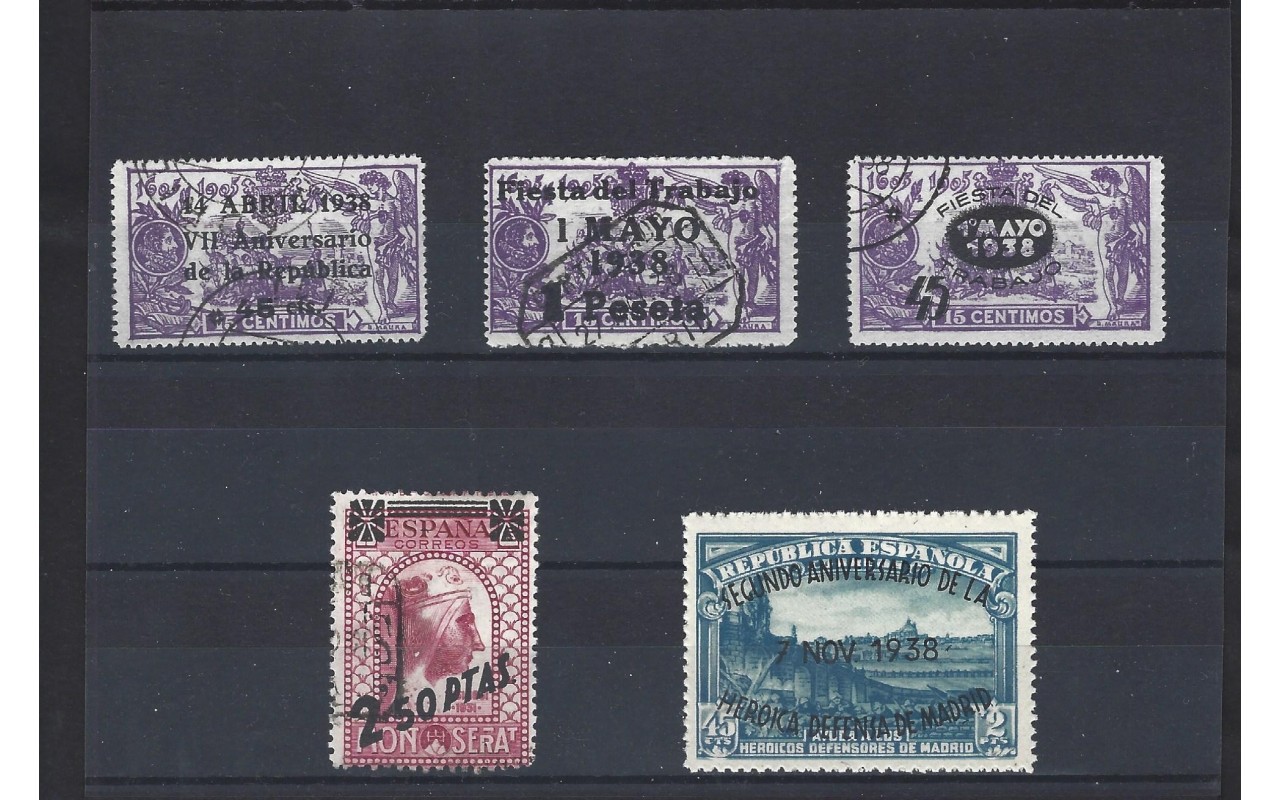 Lote de sellos España II República emisiones sobreimpresionadas España - 1931 a 1950.