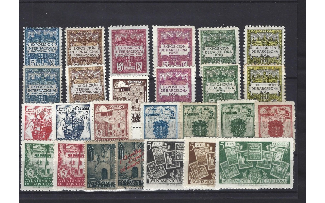 Lote de sellos España recargo Barcelona España - 1931 a 1950.