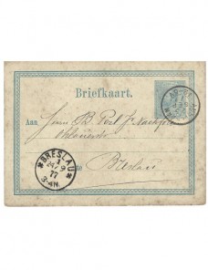 Tarjeta entero postal Países Bajos siglo XIX Otros Europa - Siglo XIX.