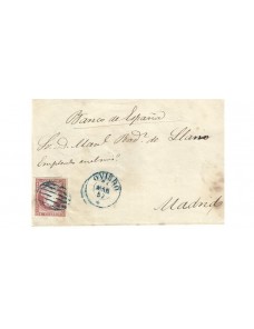 Sobrescrito España correo bancario Isabel II Oviedo España - Siglo XIX.