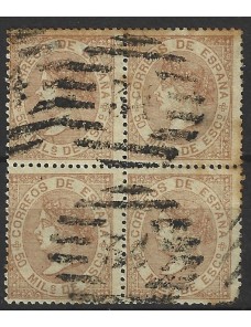Bloque de cuatro sellos España Isabel II 1867 España - Siglo XIX.