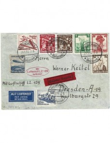 Carta aérea Alemania correo Zeppelin Alemania - 1931 a 1950.