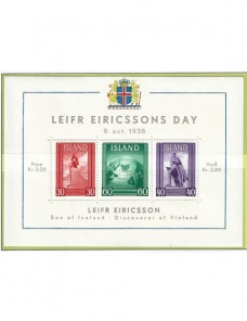 Hoja bloque Islandia Leifr Eiricsson Otros Europa - 1931 a 1950.