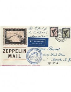 Carta aérea de Alemania correo Zeppelin a Estados Unidos Alemania - 1900 a 1930.