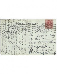 Tarjeta postal ilustrada España Alfonso XIII a Francia España - 1900 a 1930.