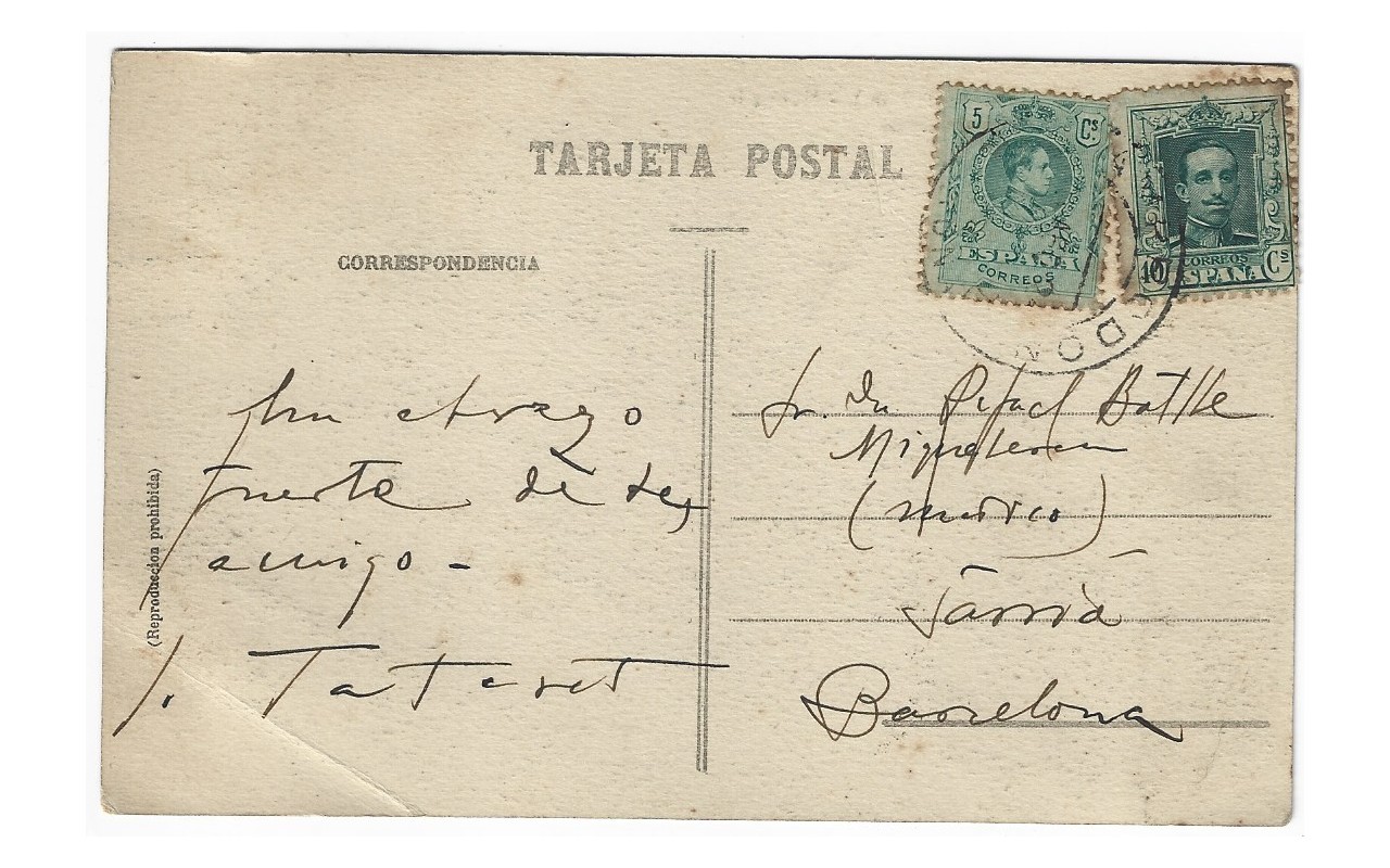 Tarjeta postal ilustrada España Alfonso XIII Camprodón España - 1900 a 1930.