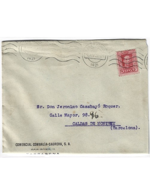 Carta de España Alfonos XIII Tarragona España - 1900 a 1930.