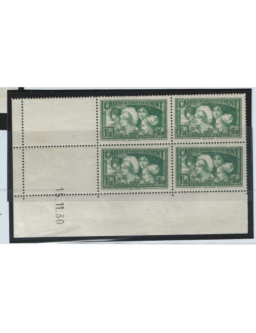 Bloque de cuatro sellos Francia Caja de amortización Francia - 1931 a 1950. Bloque de cuatro sellos Francia Caja de amortización Francia - 1931 a 1950.
