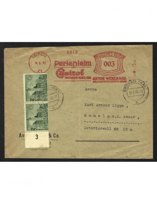Lote temático. Alemania. Carta con franqueo mecánico tema mecánica Matasellos y franqueos mecánicos. Lote temático. Alemania. Carta con franqueo mecánico tema mecánica Matasellos y franqueos mecánicos.