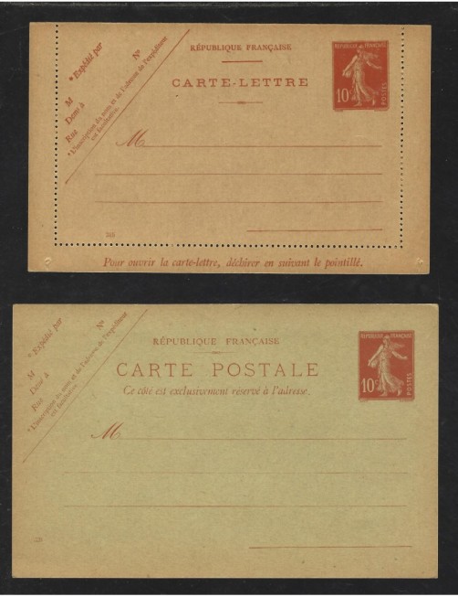 Dos tarjetas entero postales Francia nuevas Francia - 1900 a 1930.