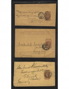 Tres fajas de impresos entero postales Gran Bretaña Gran Bretaña - Siglo XIX.