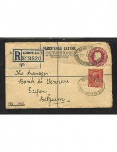 Sobre entero postal certificado Gran Bretaña Gran Bretaña - 1931 a 1950.