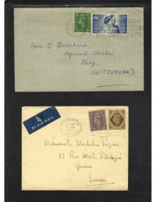 Tres cartas Gran Bretaña matasellos rodillo Gran Bretaña - 1931 a 1950.