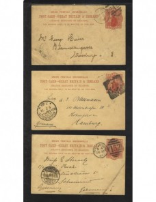 Tres tarjetas entero postales Gran Bretaña Gran Bretaña - Siglo XIX.