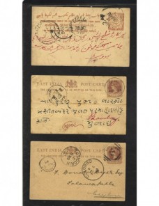 Cinco piezas entero postales India Británica Gran Bretaña - Siglo XIX.