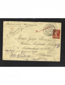 Carta redireccionada Francia I Guerra mundial  Prisioneros de guerra - I Guerra Mundial.