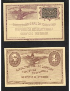 Lote temático. Tema ferrocarriles. Dos tarjetas entero postales Guatemala