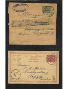 Dos tarjetas entero postales Egipto Otros Mundial - Siglo XIX.