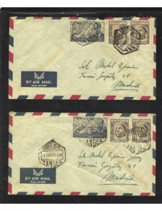 Dos cartas correo aéreo Tánger español Colonias y posesiones - Desde 1950.