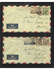 Dos cartas correo aéreo Tánger español Colonias y posesiones - Desde 1950.