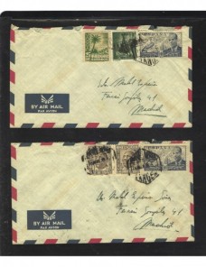 Dos cartas correo aéreo Tánger español Colonias y posesiones - Desde 1950.