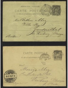 Dos tarjetas entero postales Francia Francia - Siglo XIX.