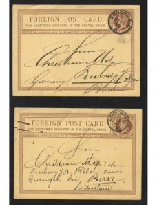 Dos tarjetas entero postales Gran Bretaña Gran Bretaña - Siglo XIX.