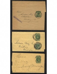 Tres fajas de impresos entero postales Gran Bretaña Gran Bretaña - 1900 a 1930.